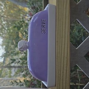 Global Design connections Lavendar Covered Butterdish"Serve" with Sheep Finial